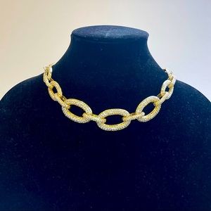 Natasha chunky links rhinestone gold necklace choker